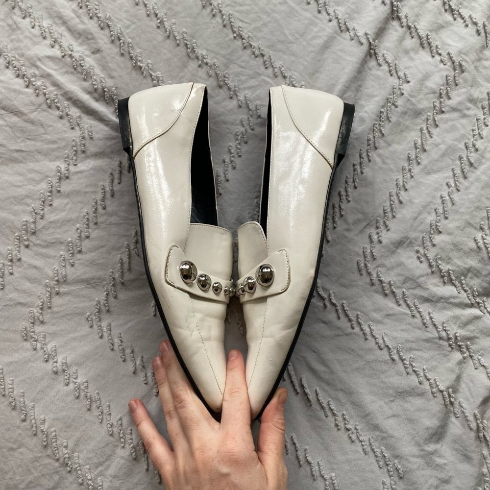 Zara White Beaded Loafers (Size: 42) - Picture 2 of 4